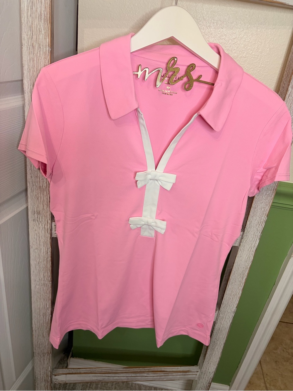 💕 Lilly Pulitzer Pink Bow Short Sleeve Top M